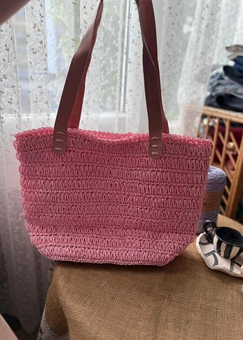 Pembe Örgü Bohem Kadın Çanta