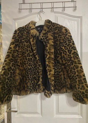 Leopar Desenli Kadın Suni Kürk Ceket