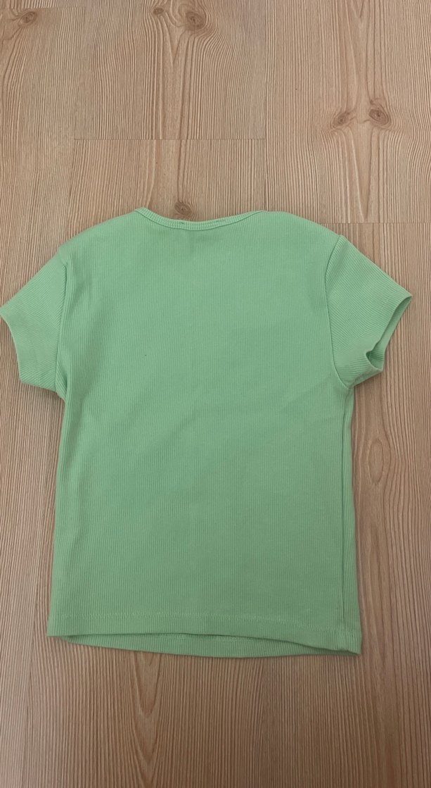 Yeşil Pamuklu Kadın Kısa Kollu Crop - Görsel 4