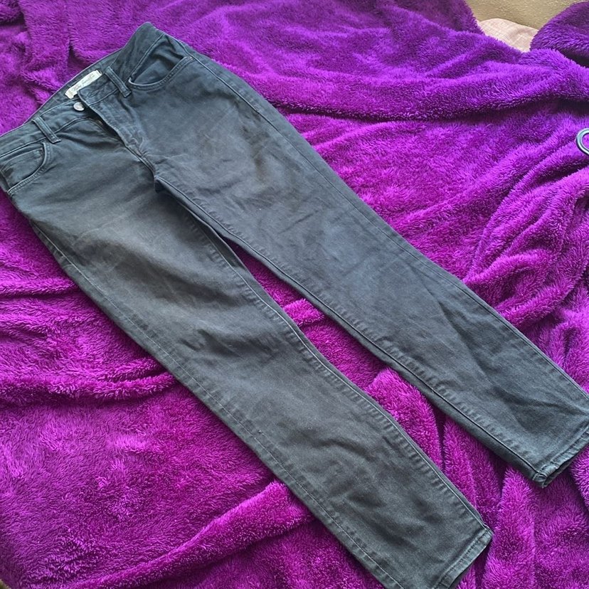 Düğmeli koyu Gri Kadın Kot Pantolon - Görsel 4