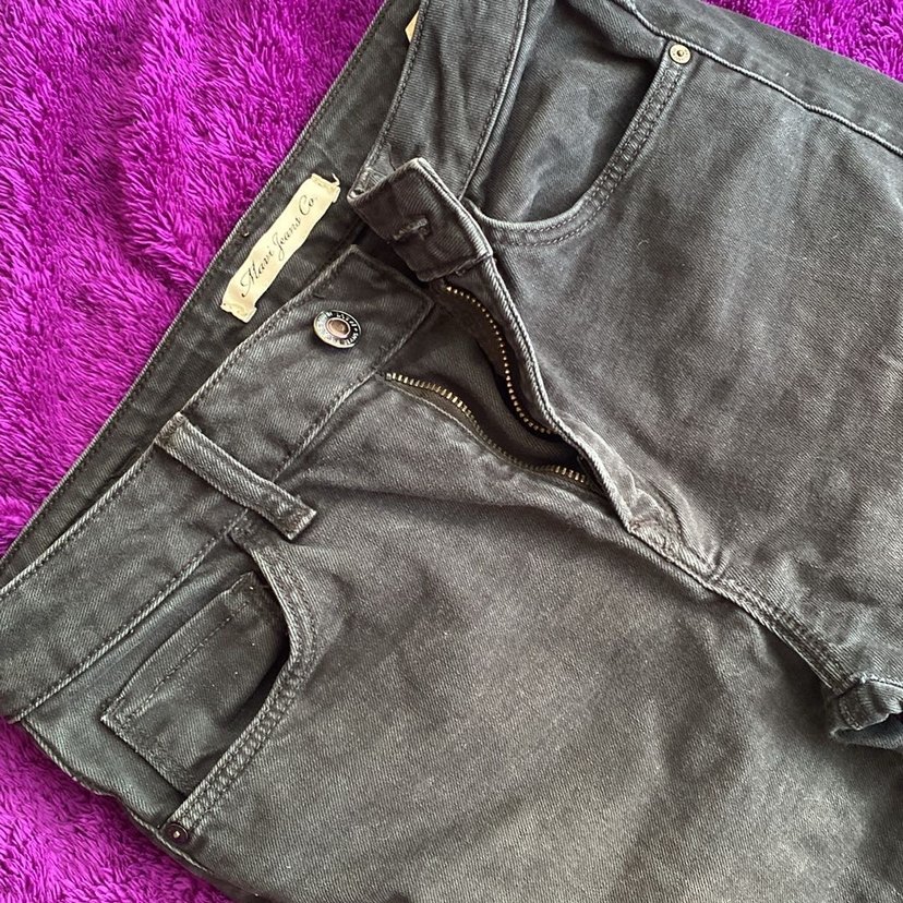 Düğmeli koyu Gri Kadın Kot Pantolon - Görsel 2