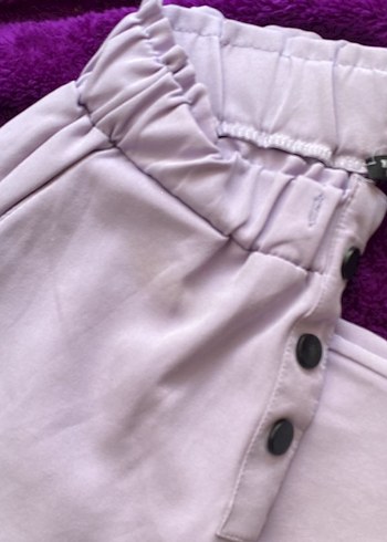 Düğmeli Beyaz Kadın Pamuk Pantolon - Görsel 4