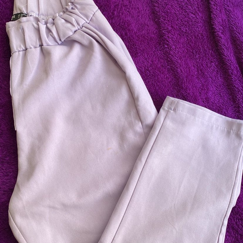 Düğmeli Beyaz Kadın Pamuk Pantolon - Görsel 3