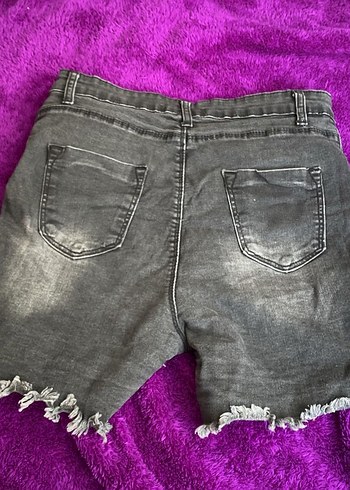 Gri Mini Kot Şort - Görsel 2