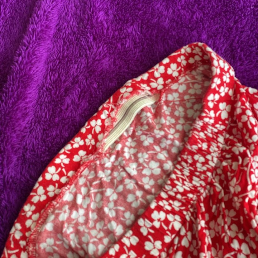 Kırmızı Çiçek Desenli Fırfırlı Mini Etek - Görsel 3