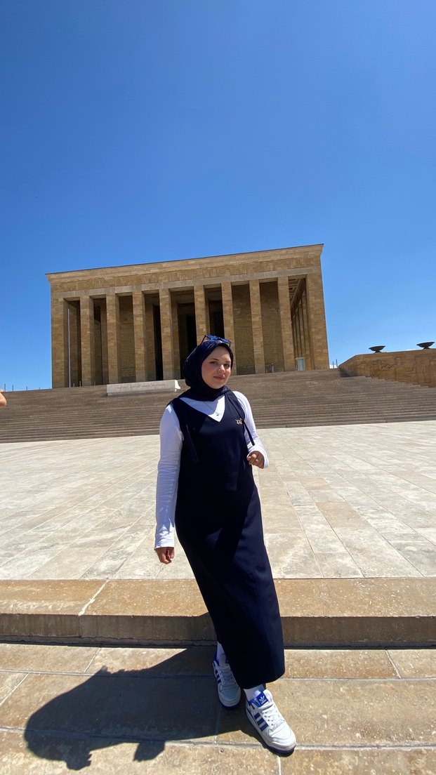 Lacivert Yüksek Yakalı Uzun Elbise, jile - Görsel 2