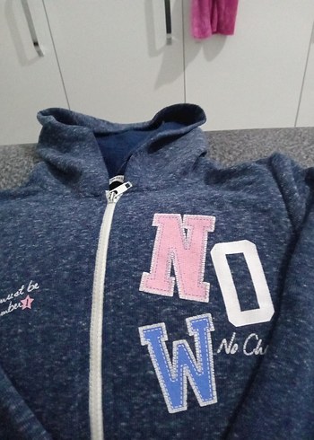 34 Beden Kadın Mavi Fermuarlı Sweatshirt