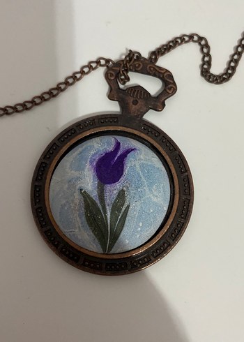 Diğer Bohem Mor Nakışlı Zincir Kolye
