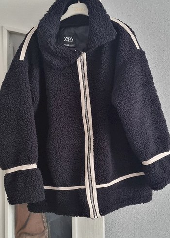 ZARA marka Siyah Gri Tüylü Rahat Kesim Kadın Ceket - Görsel 3