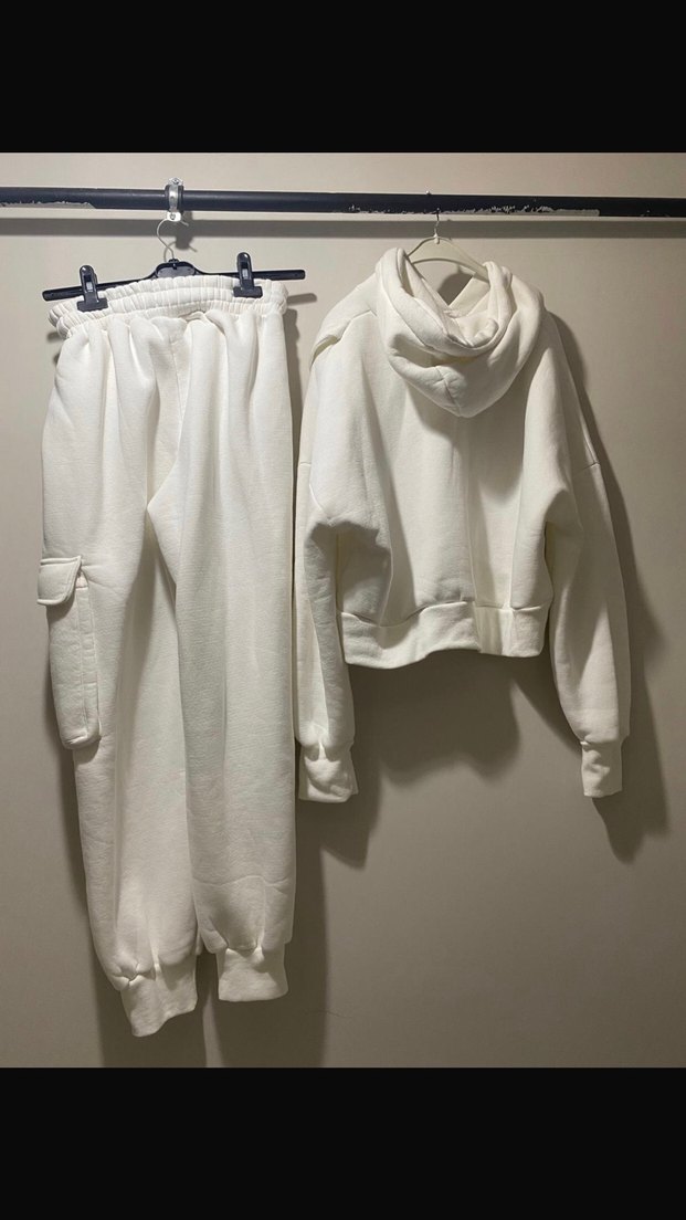 Beyaz Kadın Rahat Kesim Eşofman Takımı M beden 38 - Görsel 2