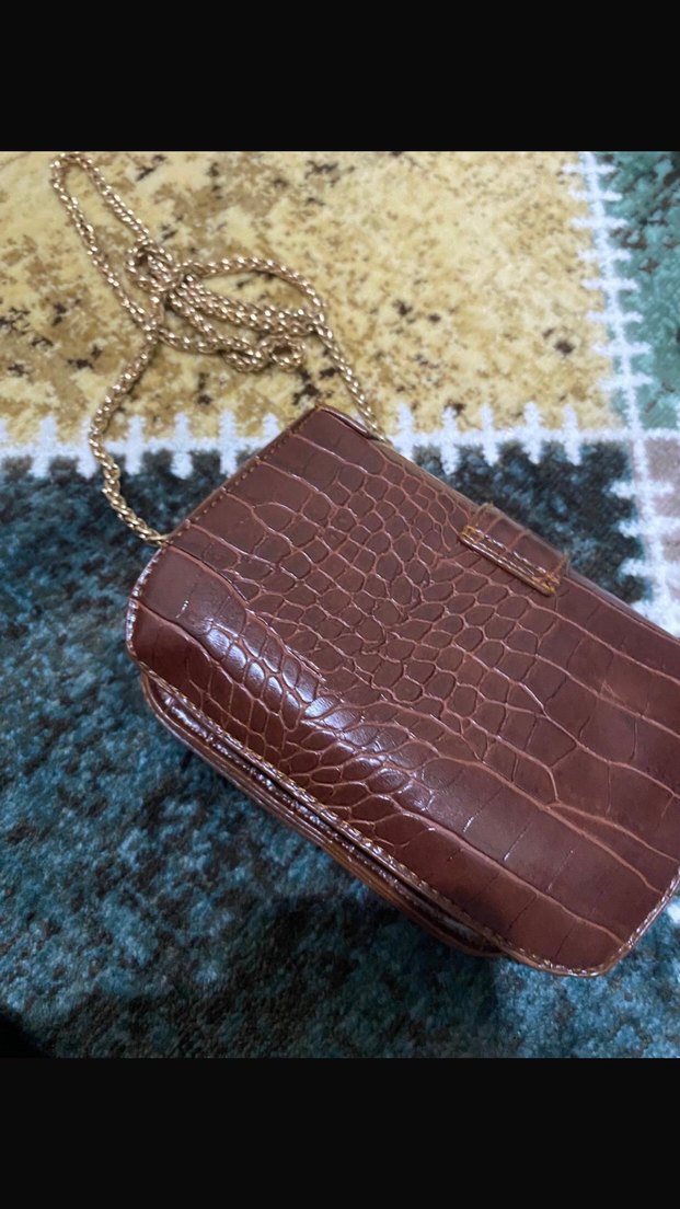 Kahverengi Yılan Desenli Deri Kadın Çanta - Görsel 2