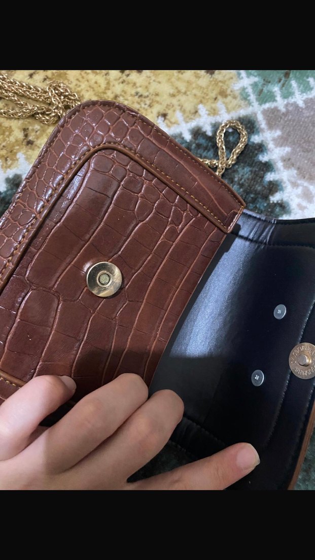 Kahverengi Yılan Desenli Deri Kadın Çanta - Görsel 3