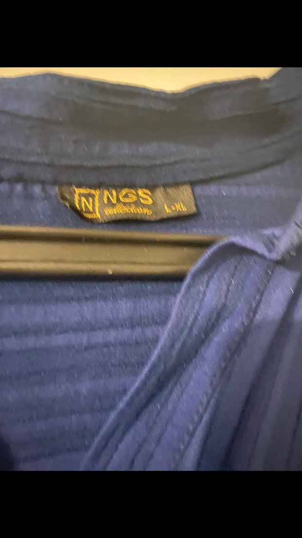 Lacivert Uzun Keten Elbise - Görsel 3