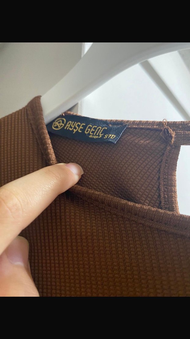 Kahverengi Drapeli Uzun Kadın Elbise - Görsel 3