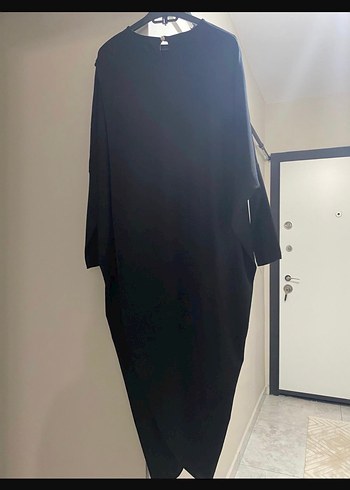 Siyah Uzun Drapeli Kadın Elbise - Görsel 2
