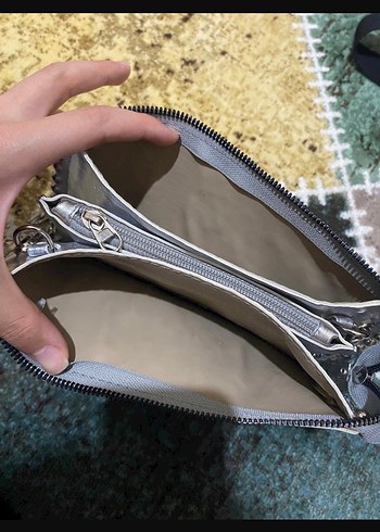 Gri Örgü Bohem Kadın Portföy Çanta - Görsel 4