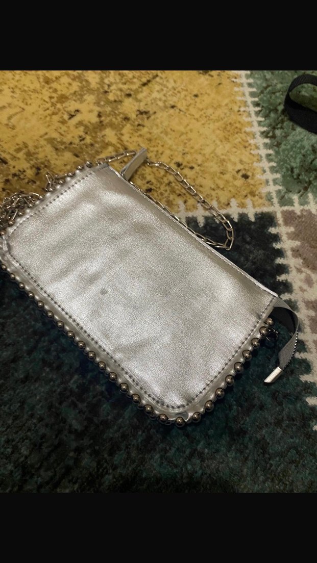 Gri Örgü Bohem Kadın Portföy Çanta - Görsel 2