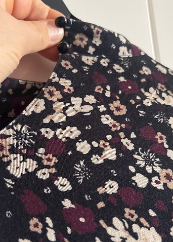 Chima40 siyah üstü bordro çiçekli Bohem Uzun Kollu midi elbise - Görsel 14