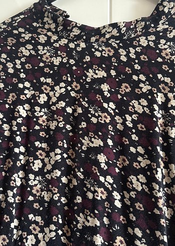 Chima40 siyah üstü bordro çiçekli Bohem Uzun Kollu midi elbise - Görsel 2