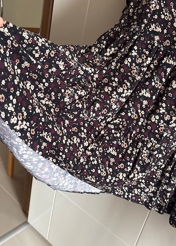 Chima40 siyah üstü bordro çiçekli Bohem Uzun Kollu midi elbise - Görsel 10