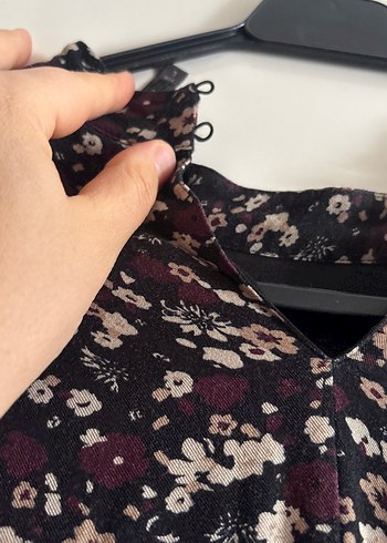 Chima40 siyah üstü bordro çiçekli Bohem Uzun Kollu midi elbise - Görsel 15