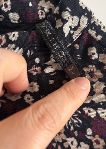 Chima40 siyah üstü bordro çiçekli Bohem Uzun Kollu midi elbise - Görsel 6