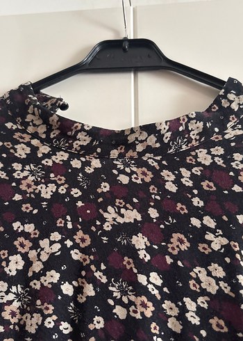 Chima40 siyah üstü bordro çiçekli Bohem Uzun Kollu midi elbise - Görsel 5