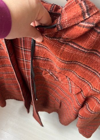 On triko Uzun Kollu Düğmeli odunlu kiremit renk  Ekose Gömlek - Görsel 3