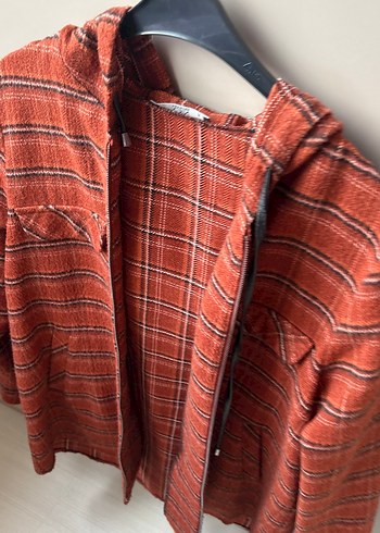 On triko Uzun Kollu Düğmeli odunlu kiremit renk  Ekose Gömlek - Görsel 5