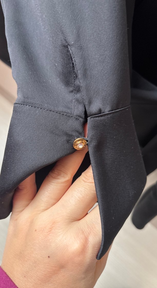 EKOL 40 Siyah V Yaka saten Bluz - Görsel 4