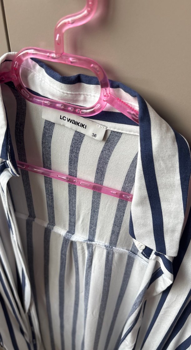 LCW 40 Uzun Kollu Çizgili Kadın Gömlek - Görsel 2