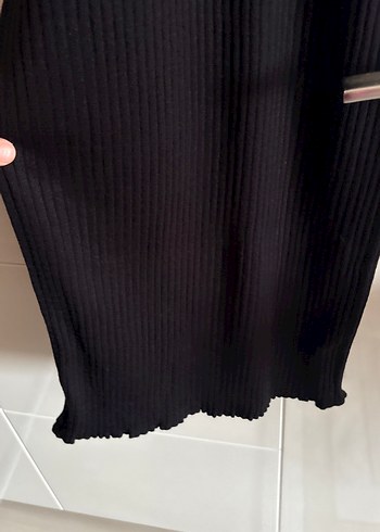 Accort Siyah Pilili Uzun V Yaka Kadın Elbise ve kısa hırka - Görsel 11