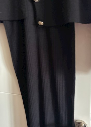 Accort Siyah Pilili Uzun V Yaka Kadın Elbise ve kısa hırka - Görsel 10