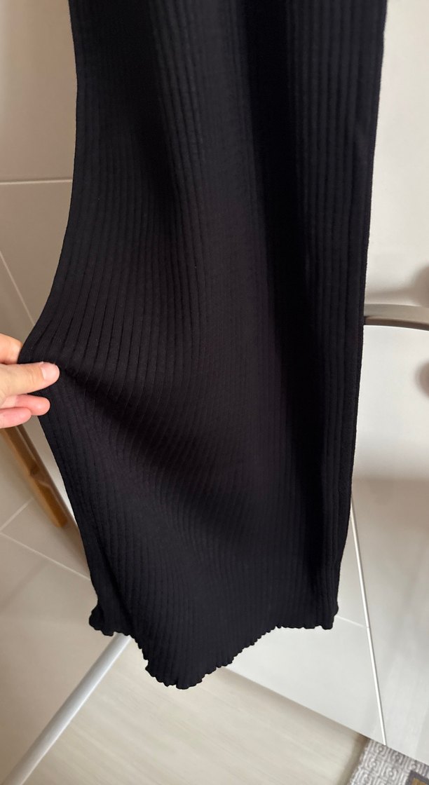 Accort Siyah Pilili Uzun V Yaka Kadın Elbise ve kısa hırka - Görsel 5