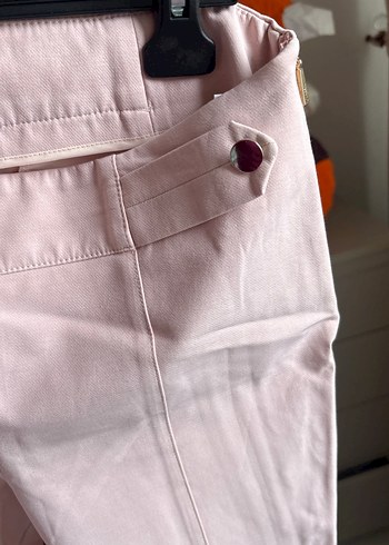 Düğmeli Bej Kadın Kumaş Pantolon - Görsel 4