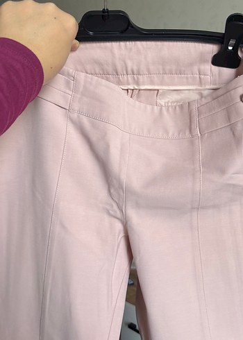 Düğmeli Bej Kadın Kumaş Pantolon - Görsel 6