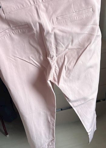 Düğmeli Bej Kadın Kumaş Pantolon - Görsel 2