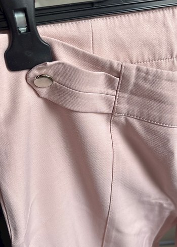 Düğmeli Bej Kadın Kumaş Pantolon - Görsel 3