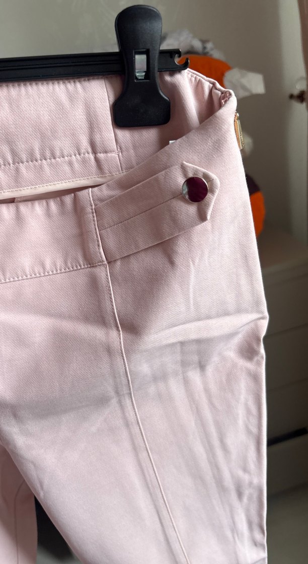 Düğmeli Bej Kadın Kumaş Pantolon - Görsel 4