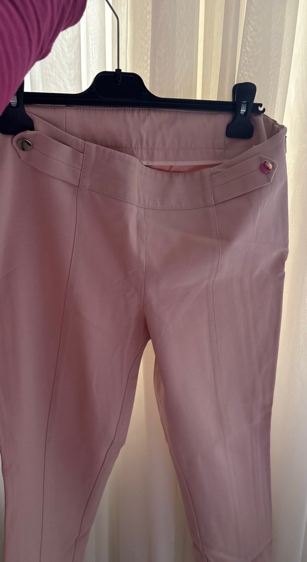 Düğmeli Bej Kadın Kumaş Pantolon - Görsel 5