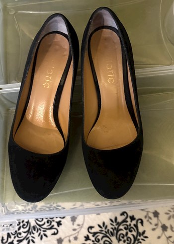 Siyah Süet Tokalı Kadın Topuklu Ayakkabı - Görsel 6