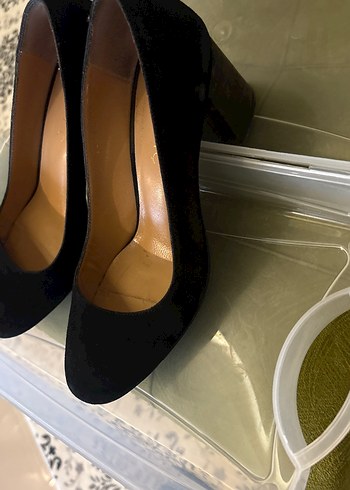 Siyah Süet Tokalı Kadın Topuklu Ayakkabı - Görsel 7