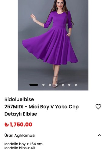 Mor Midi V Yakalı Salaş Elbise - Görsel 5