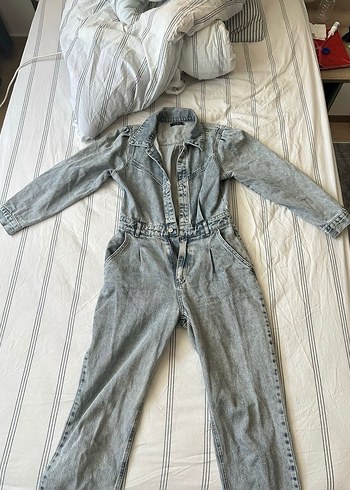Kadın Denim Uzun Kollu Tulum