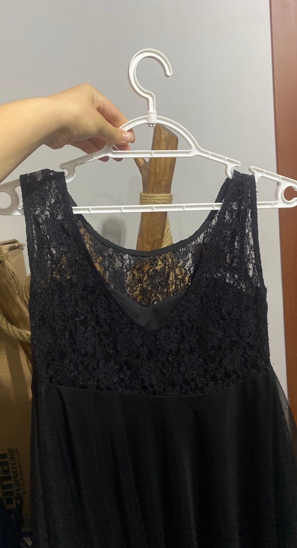 Dantel Detaylı Siyah Abiye Elbise - Görsel 4