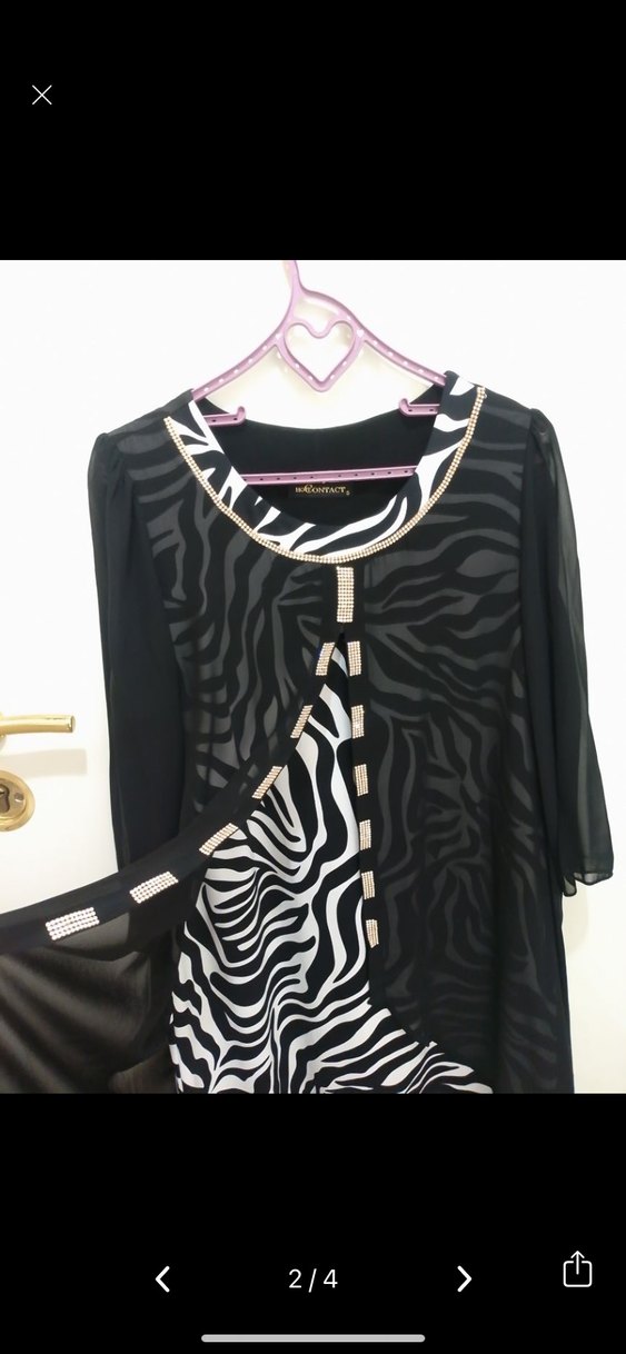 Siyah Zebra Desenli Elbise - Görsel 2