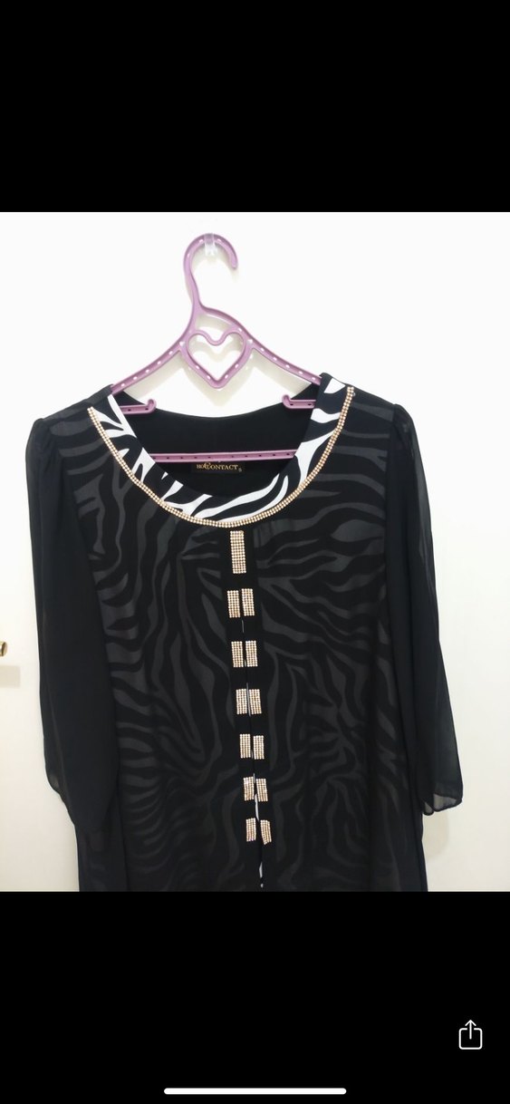 Siyah Zebra Desenli Elbise - Görsel 3