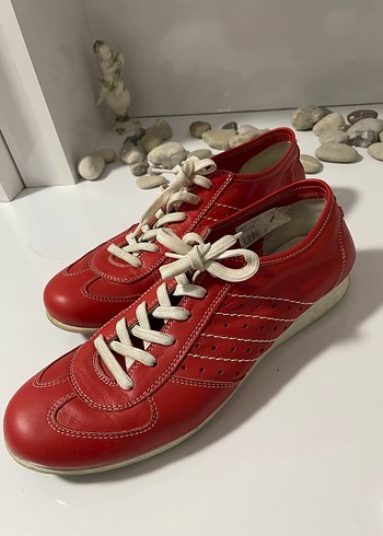 Tergan Tergan Kırmızı Bağcıklı Kadın Sneakers