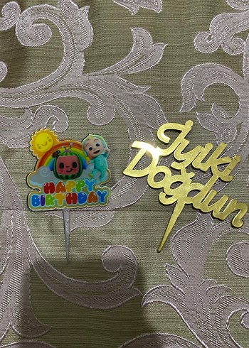 Renkli Mutlu Doğum Günü Pasta Süsü Gold - Görsel 2