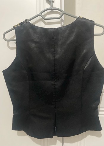 Desenli Kemerli Siyah Mini Bluz - Görsel 4